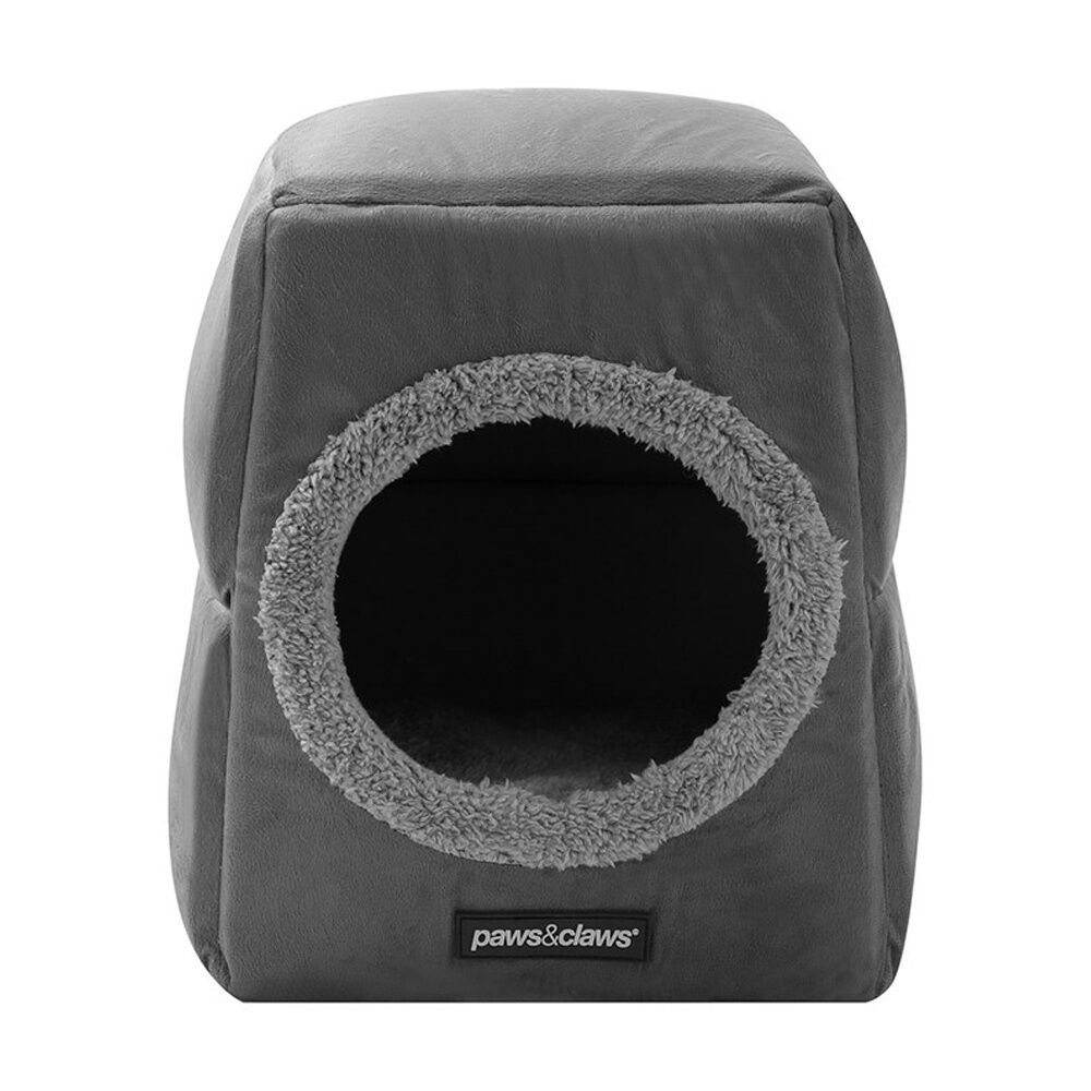 Paws And Claws Foldable Pet Cat Cave Bed Soft Plush Cushion 30x30x35cm