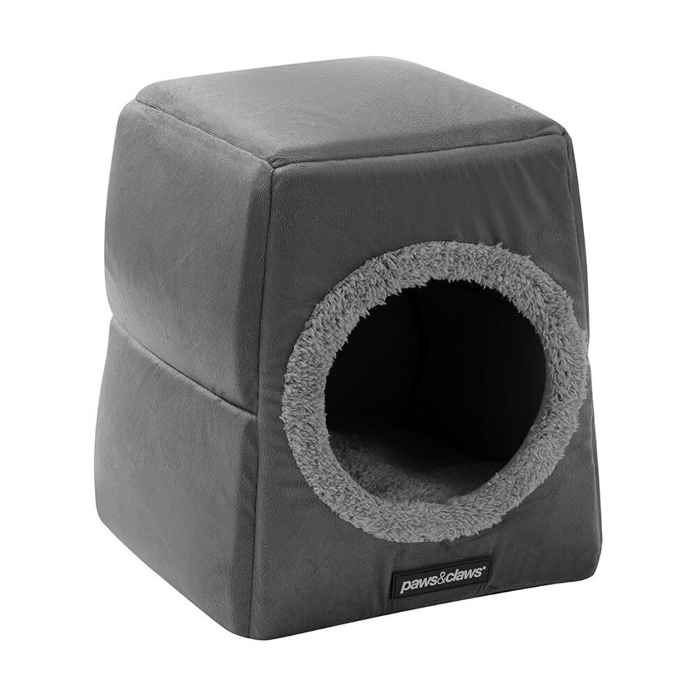 Paws And Claws Foldable Pet Cat Cave Bed Soft Plush Cushion 30x30x35cm