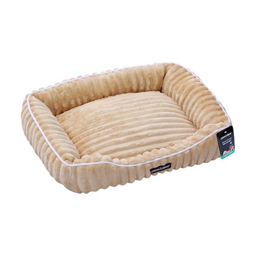 Paws And Claws Ribbed Chinchilla Walled Pet Cat Dog Bed 60x50x18cm Camel
