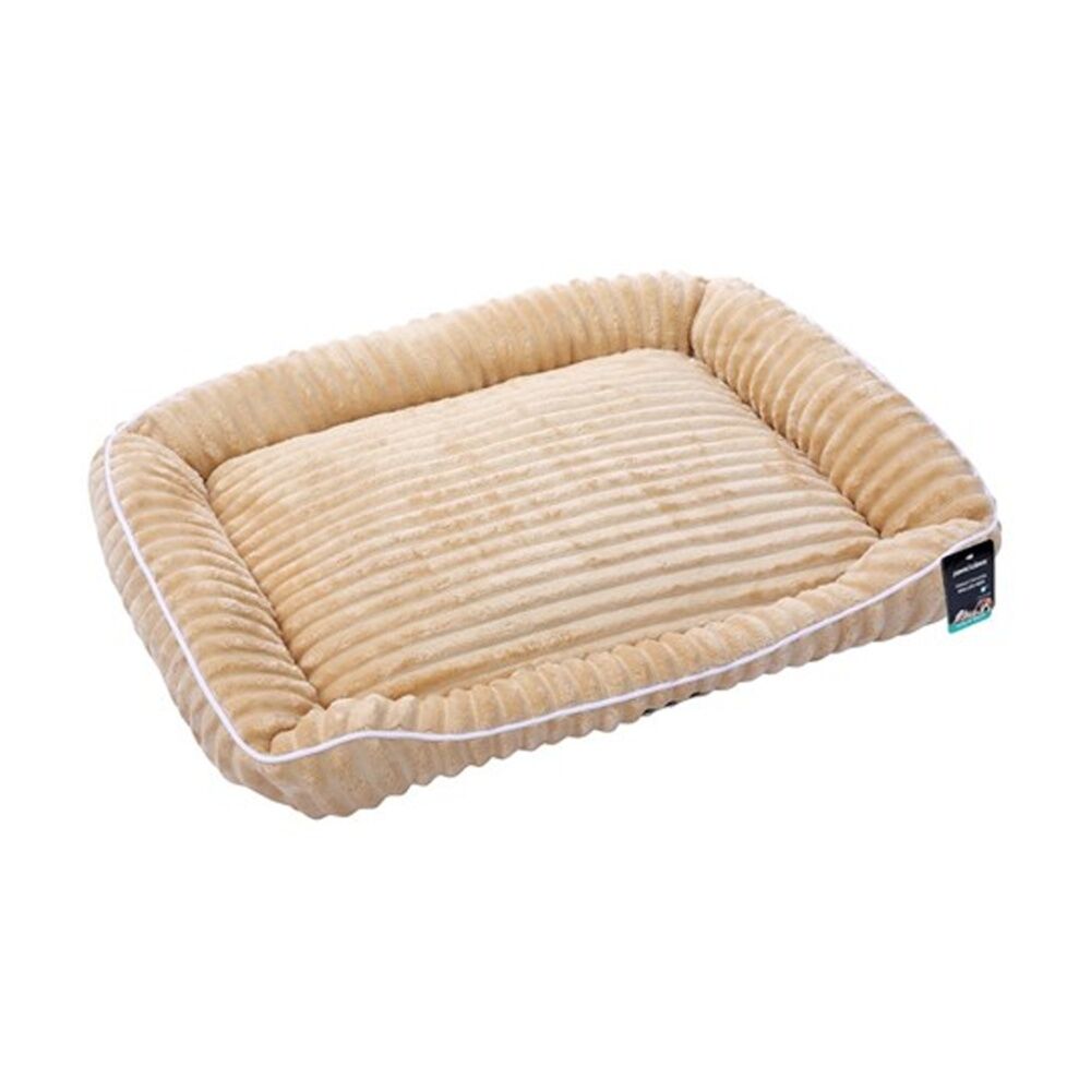 2PK Paws And Claws Ribbed Chinchilla Walled Pet Cat Dog Bed 90x70x21cm Camel