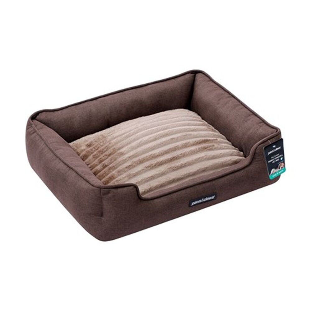 Paws And Claws Pia Ribbed Chinchilla Pet Cat Dog Bed 60x50x18cm Medium