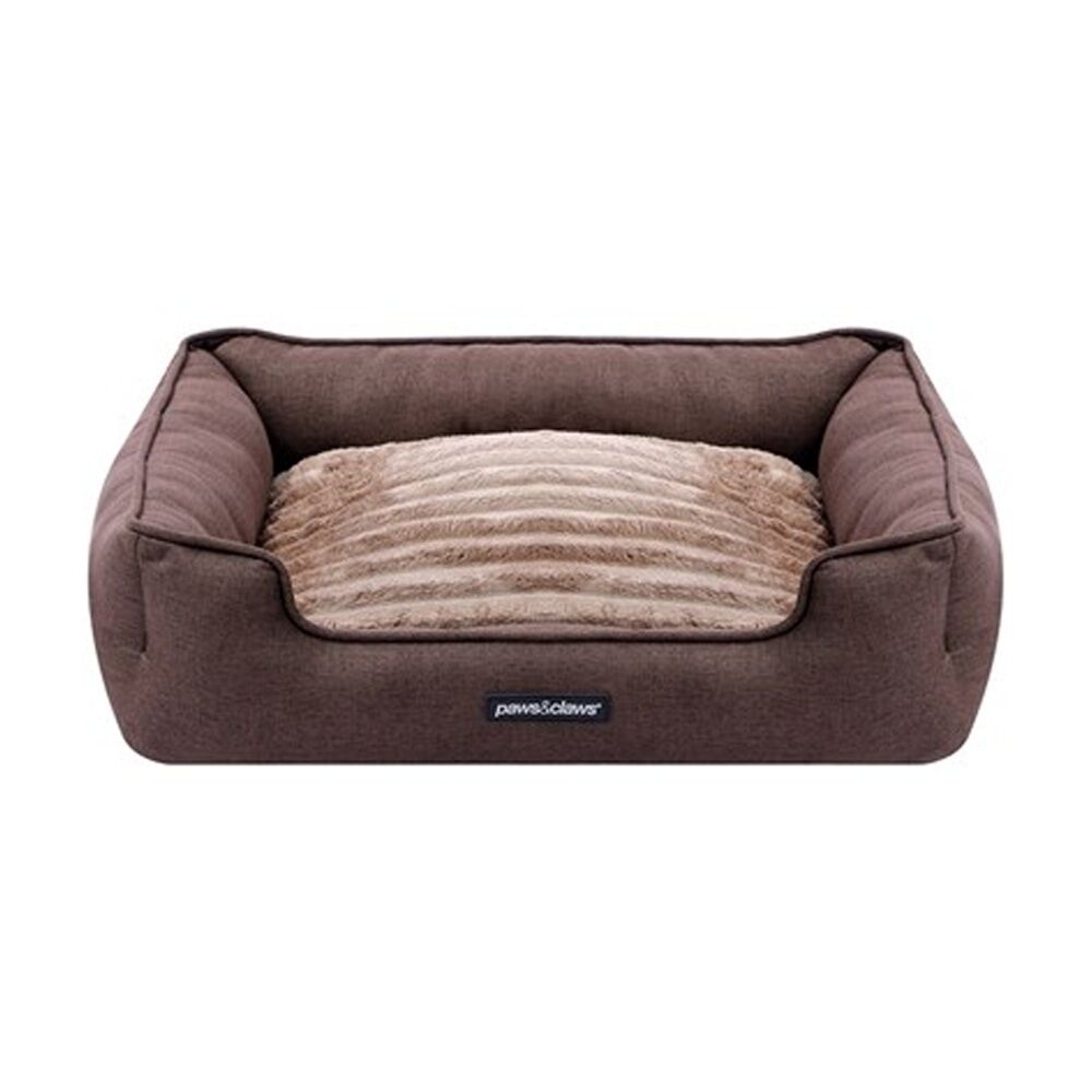 Paws And Claws Pia Ribbed Chinchilla Pet Cat Dog Bed 60x50x18cm Medium