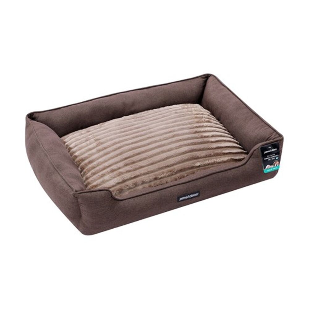 Paws And Claws Pia Ribbed Chinchilla Pet Cat Dog Bed 80x60x20cm Large