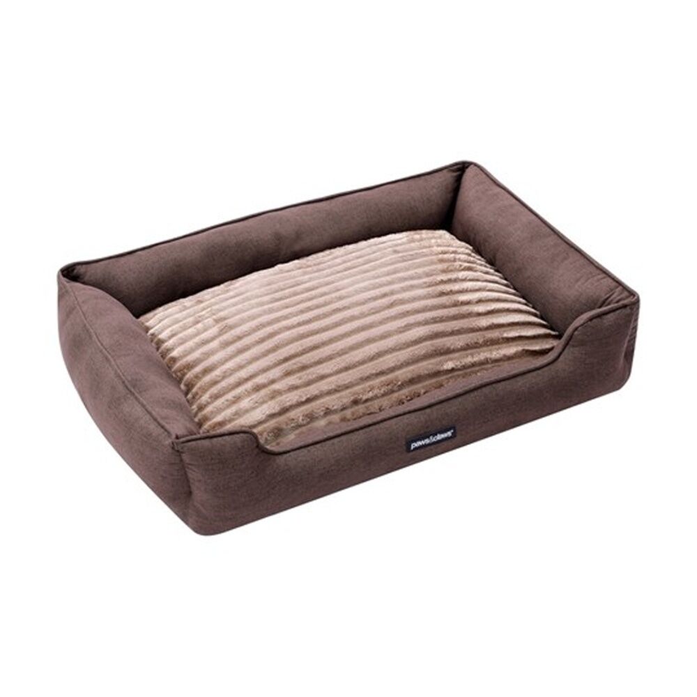 2PK Paws And Claws Pia Ribbed Chinchilla Pet Cat Dog Bed 80x60x20cm Large
