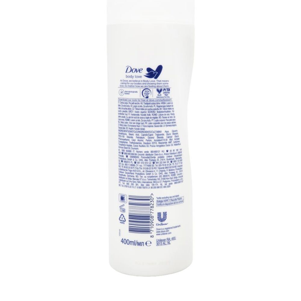 12PK Dove Body Love Restoring Care Lotion Coconut Oil Almond Milk Dry 400mL