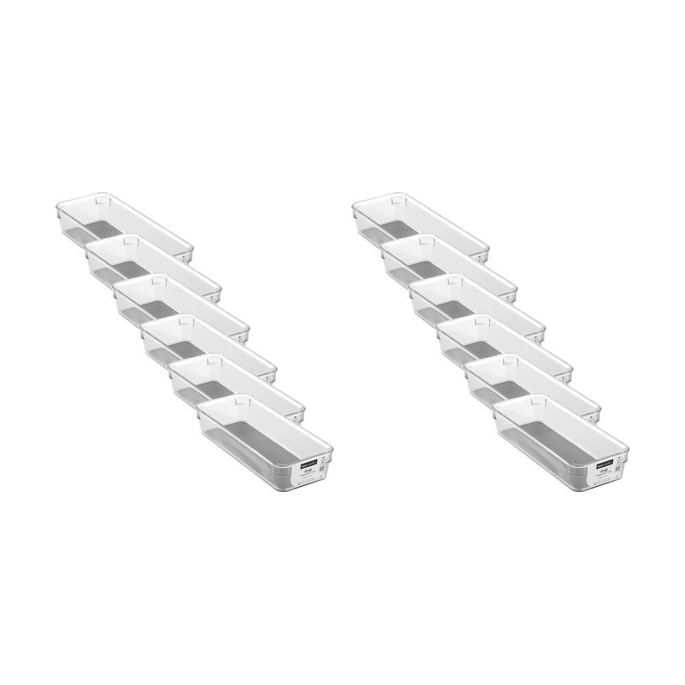 12x Boxsweden Crystal Grip Organiser Tray Modular Stackable Storage 23x9x4.5cm