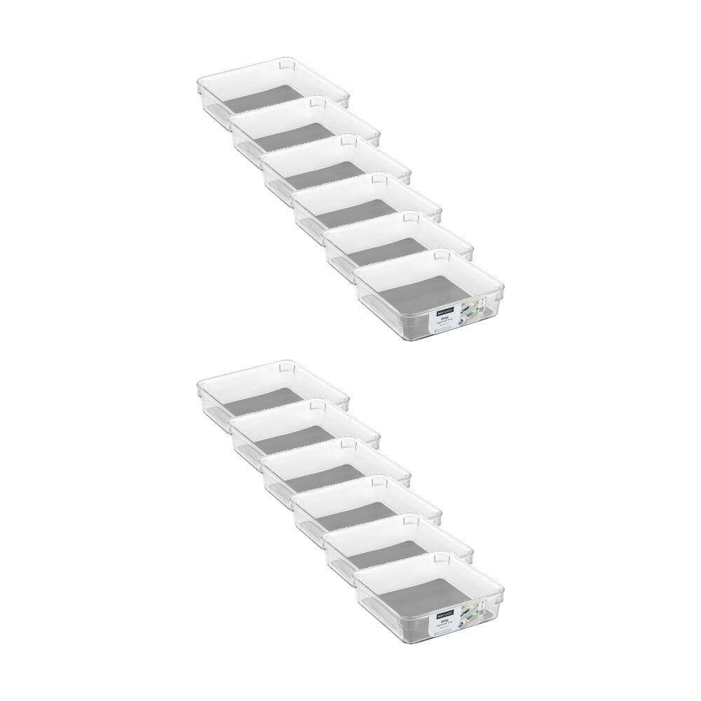 12x Boxsweden Crystal Grip Organiser Tray Modular Stackable Storage 16x16x4.5cm