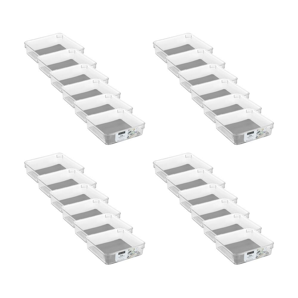 24x Boxsweden Crystal Grip Organiser Tray Modular Stackable Storage 16x16x4.5cm