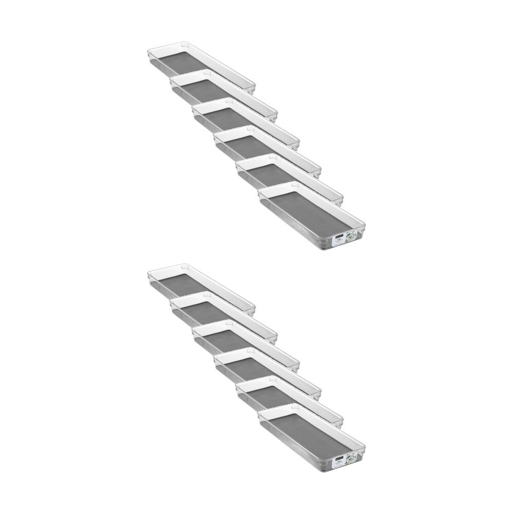 12x Boxsweden Crystal Grip Organiser Tray Modular Stackable Storage 40x16x5cm