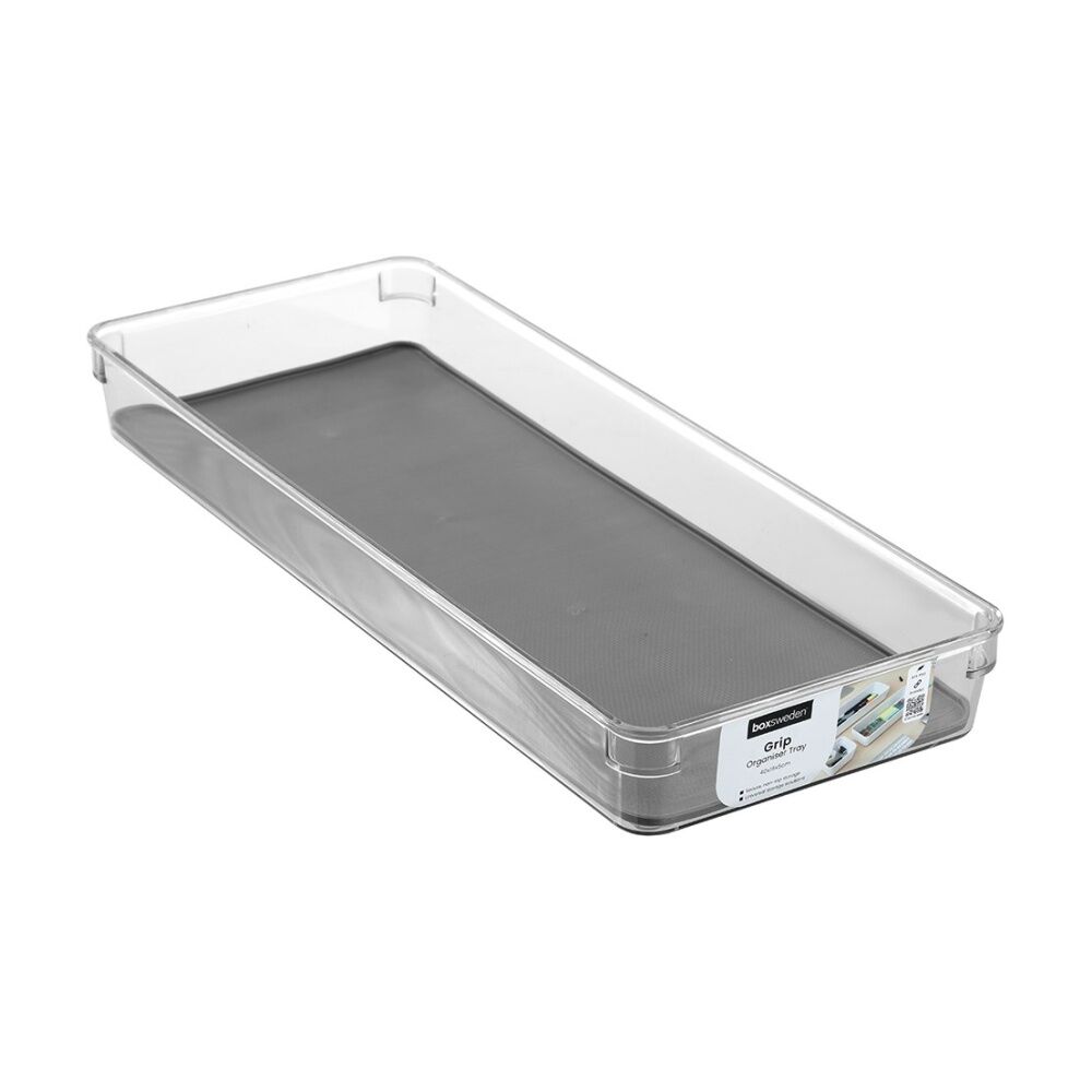 12x Boxsweden Crystal Grip Organiser Tray Modular Stackable Storage 40x16x5cm