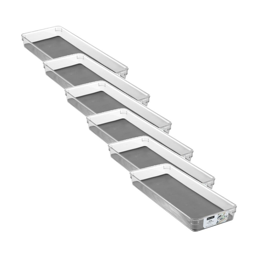 6x Boxsweden Crystal Grip Organiser Tray Modular Stackable Storage 40x16x5cm