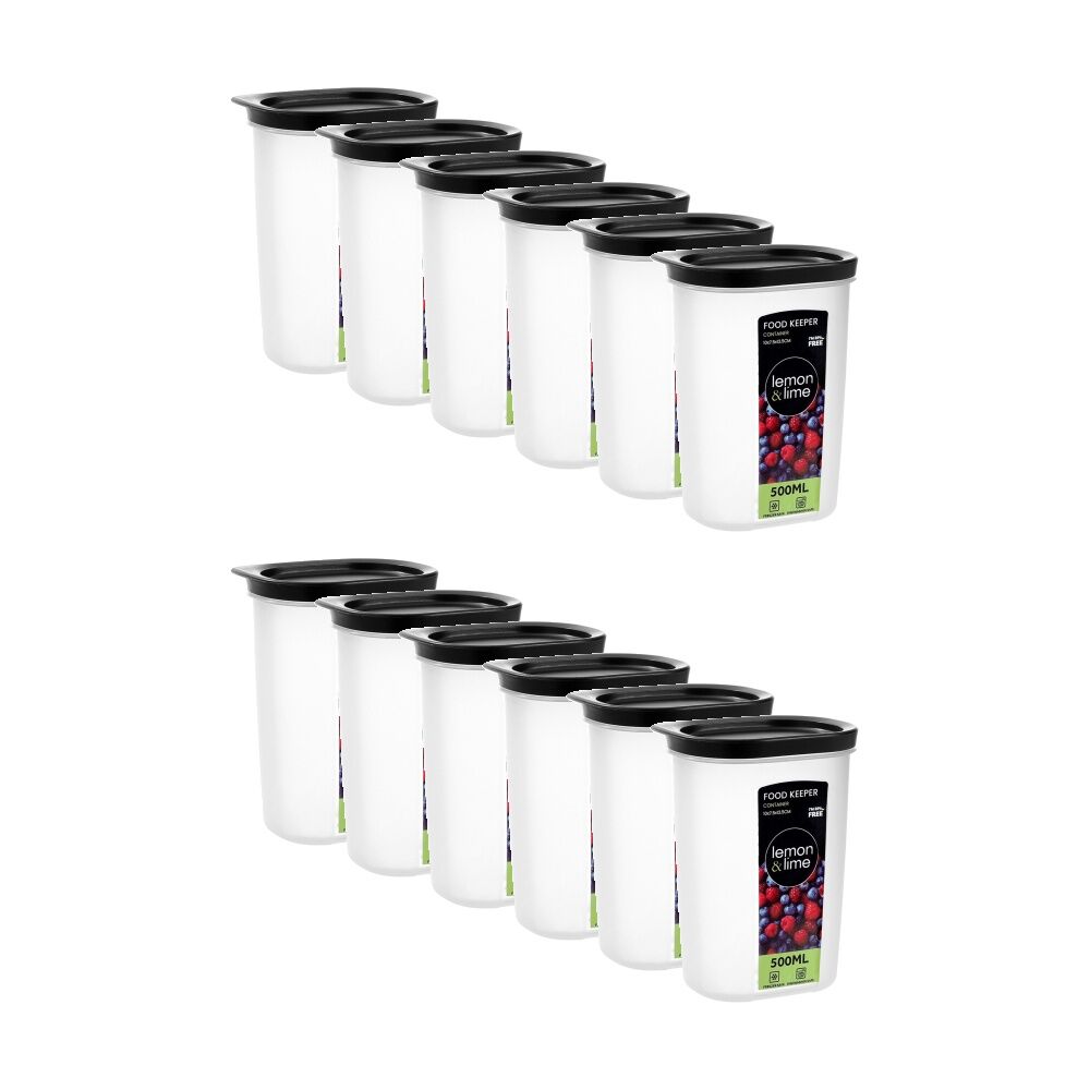 12PK Lemon And Lime Food Keeper Reusable Container Organiser 500ml 10x7.5x13.6cm