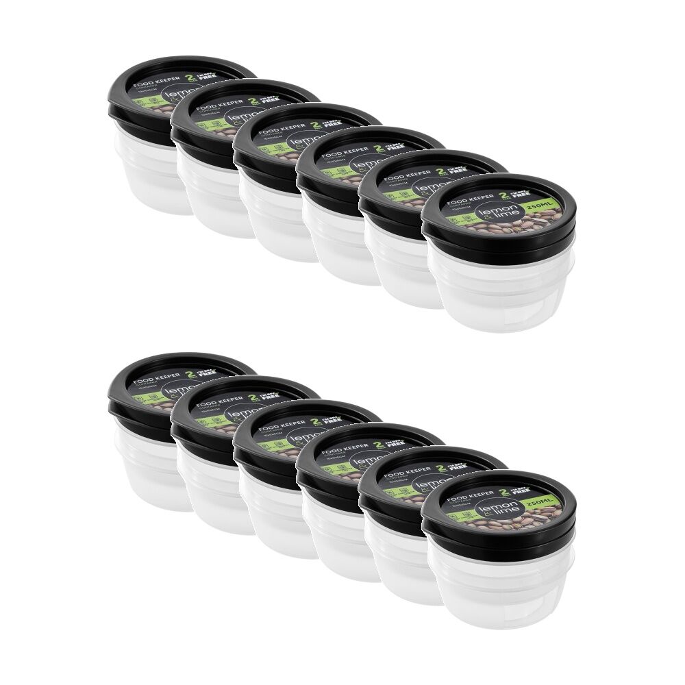 12x 2pc Lemon And Lime Food Keeper Round Reusable Container 250ml 9.9x9.9x5cm
