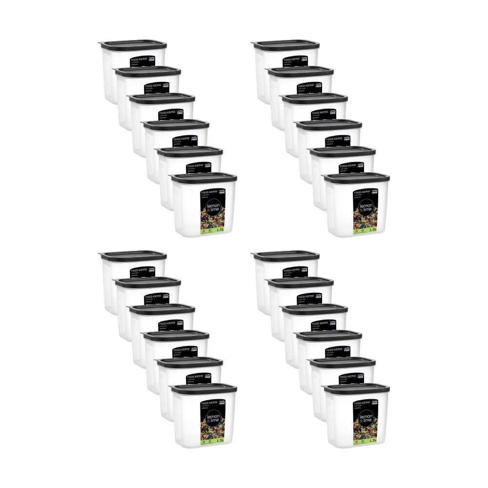 24PK Lemon And Lime Food Keeper Rectangle Reusable Container 1.3L 15x10x13cm