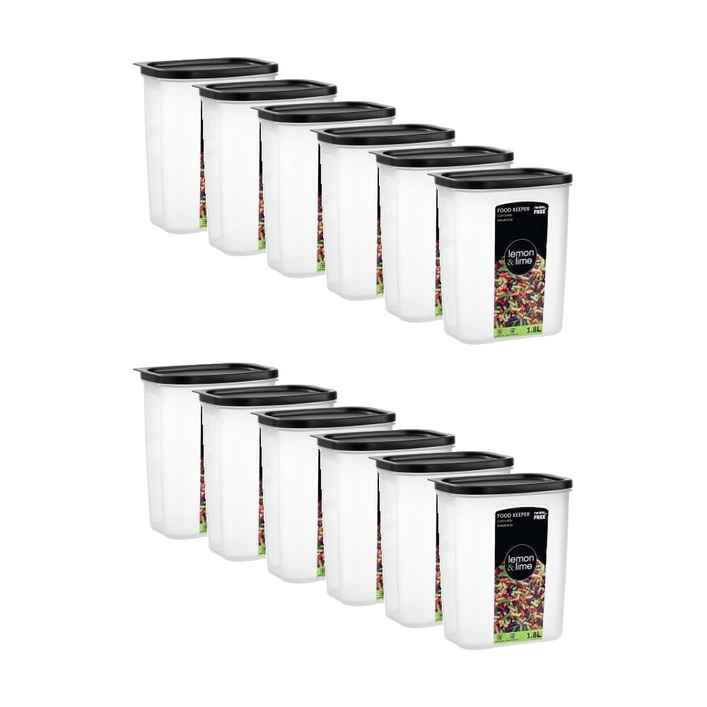 12PK Lemon And Lime Food Keeper Rectangle Reusable Container 1.8L 15x10x18cm