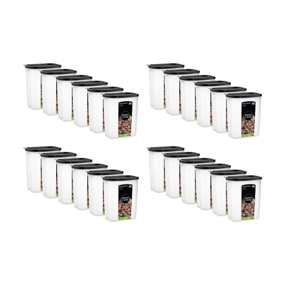 24PK Lemon And Lime Food Keeper Rectangle Reusable Container 1.8L 15x10x18cm