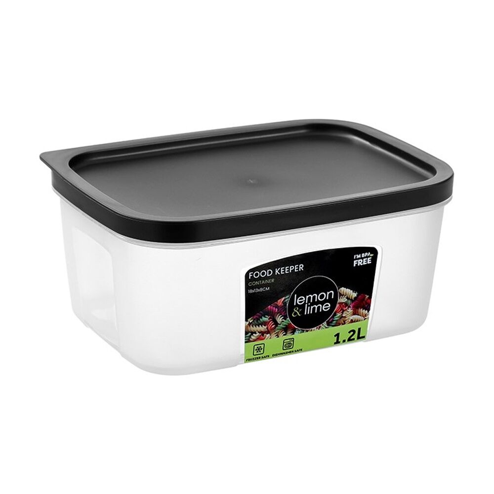 12PK Lemon And Lime Food Keeper Rectangle Reusable Container 1.2L 17.9x13x7cm