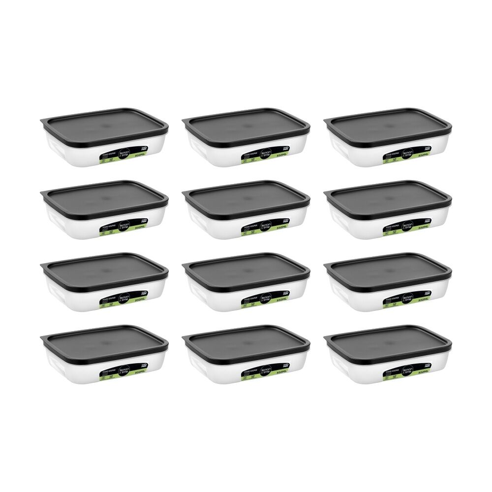 12PK Lemon And Lime Food Keeper Rectangle Reusable Container 950ml 20x15.1x4.9cm
