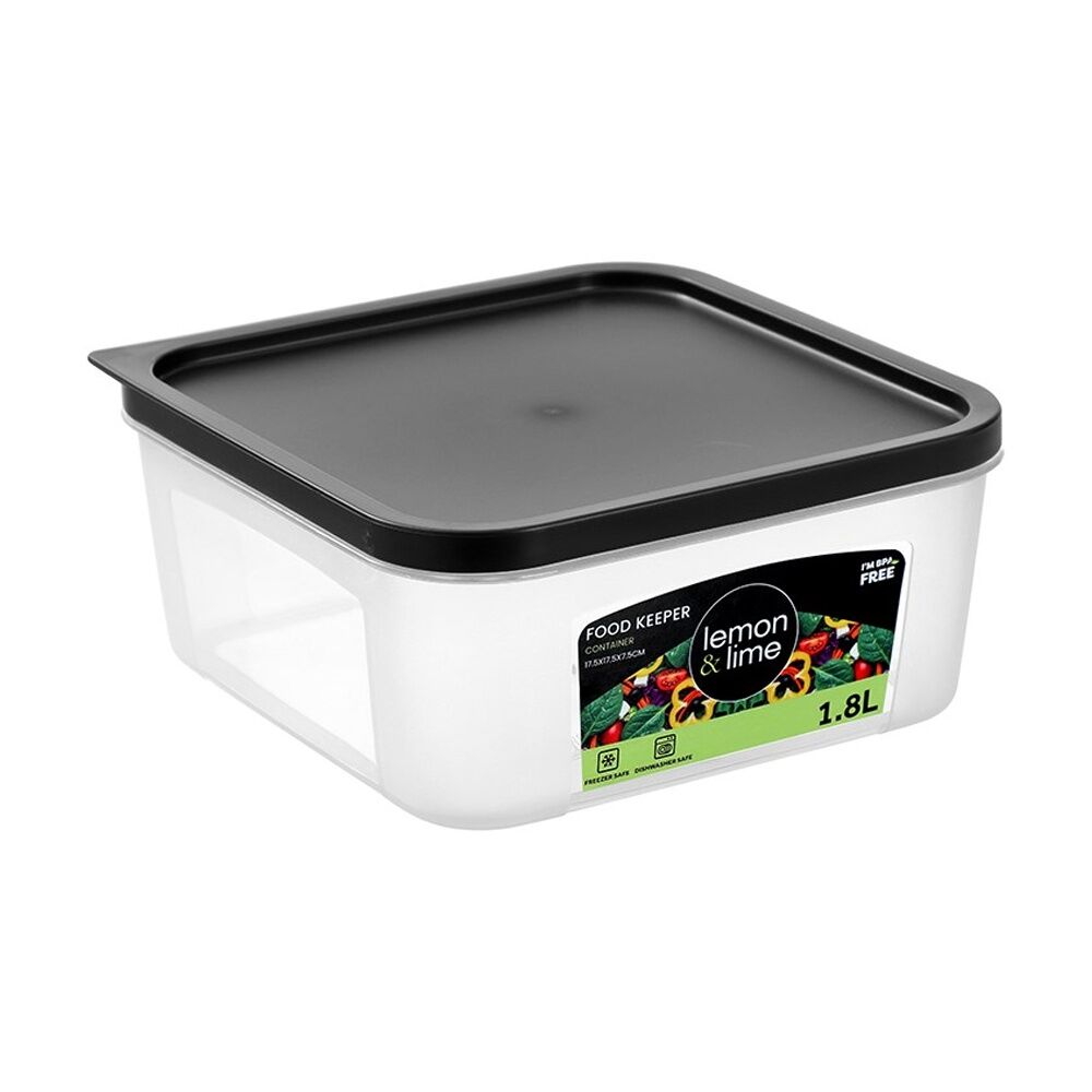 12PK Lemon And Lime Food Keeper Square Reusable Container 1.8L 17.5x17.5x7