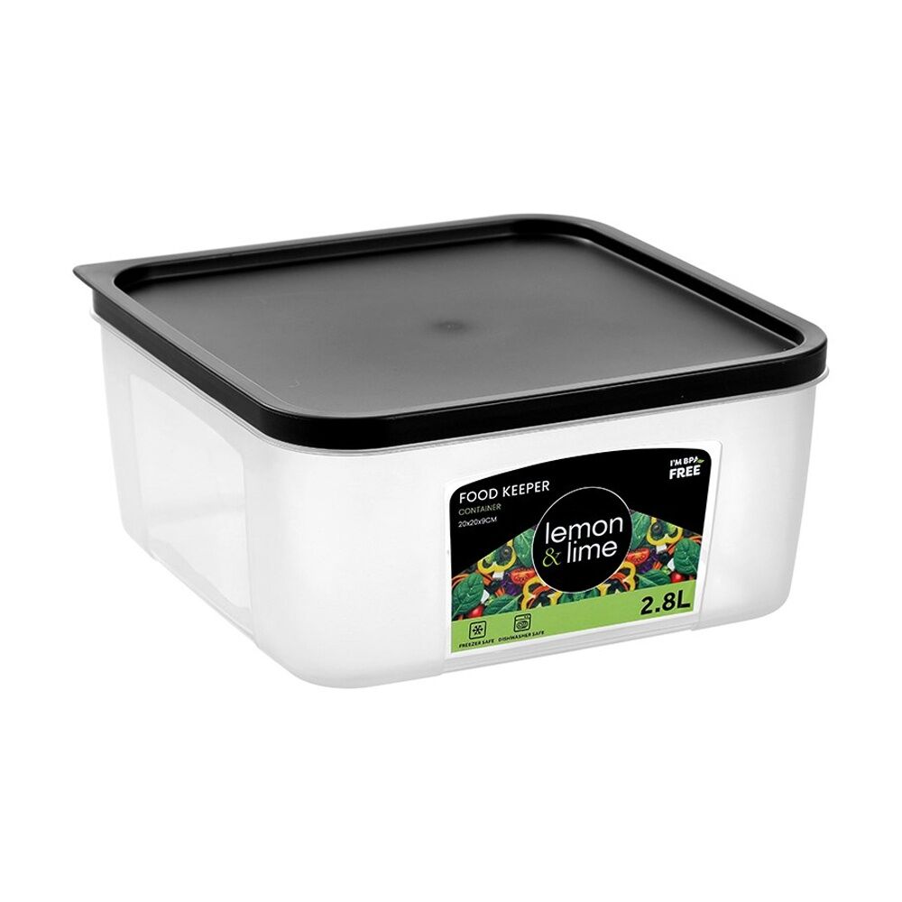 6PK Lemon And Lime Food Keeper Square Reusable Container 2.8L 19.8x19.8x9