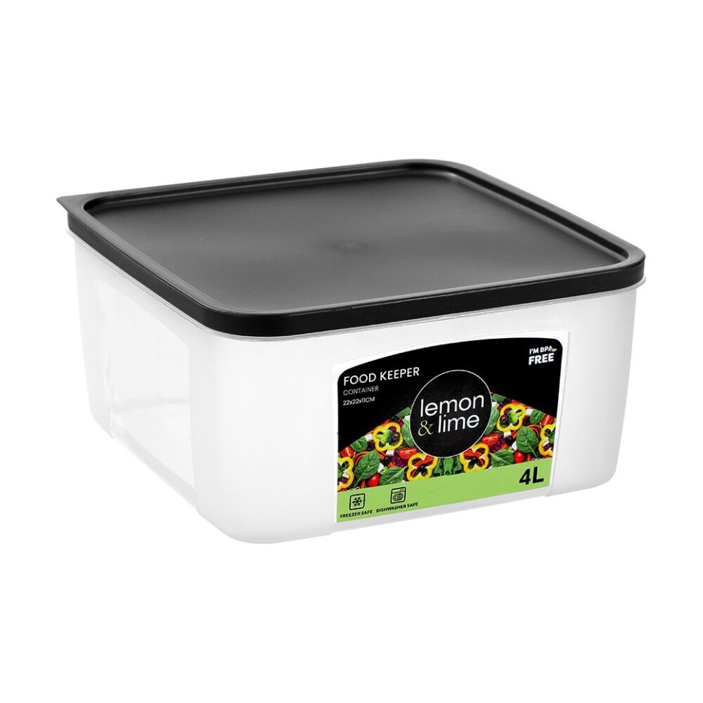 6PK Lemon And Lime Food Keeper Square Reusable Container 4L 21.7x21.7x10.7