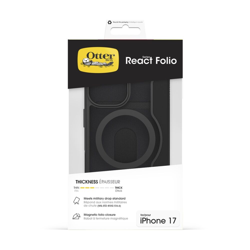 OtterBox React Folio MagSafe Mobile Phone Case for iPhone 17 Black Crystal
