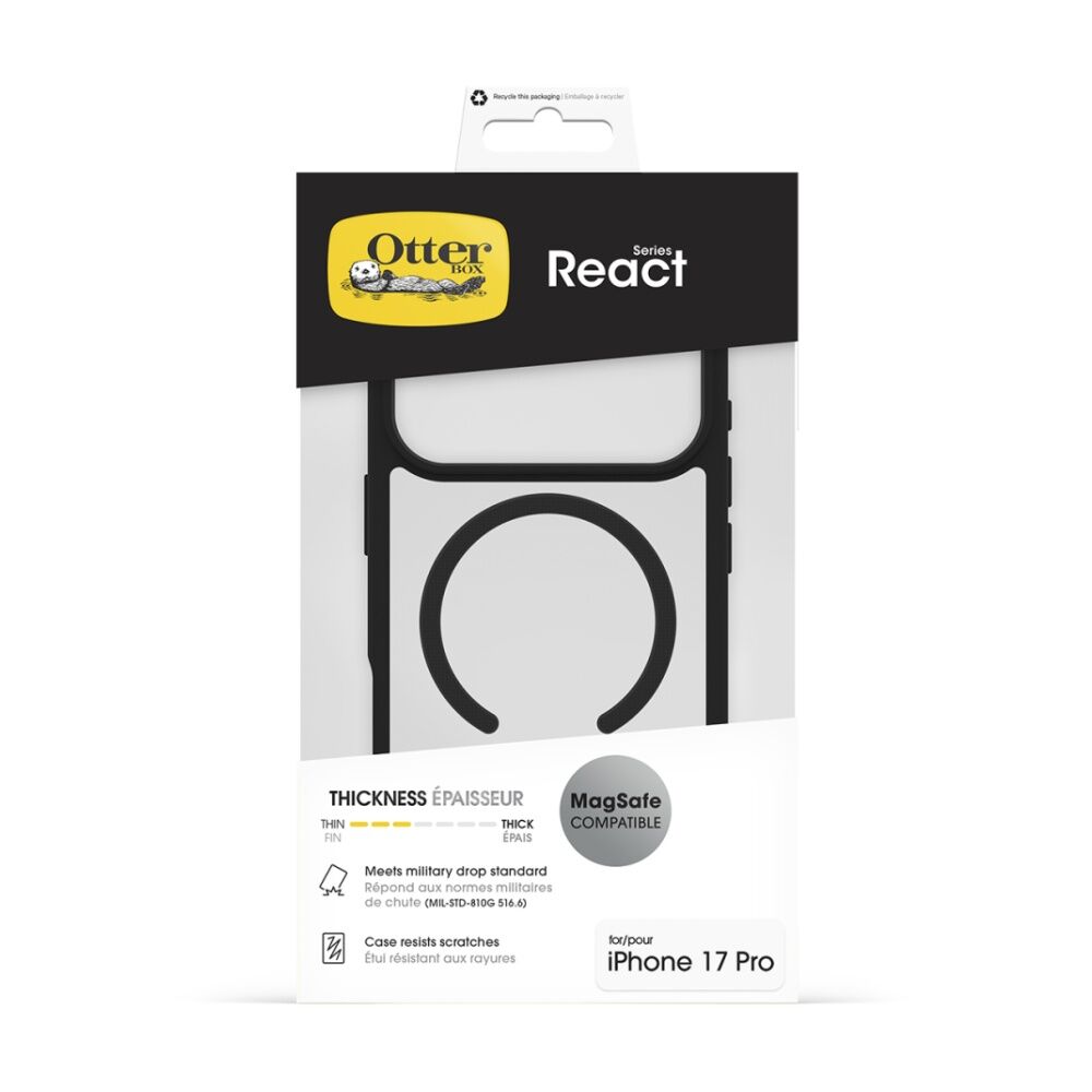 OtterBox React MagSafe Mobile Phone Case for iPhone 17 Pro Black Crystal