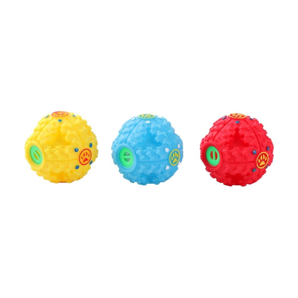 6x Paws And Claws Mini Giggle Ball Interactive Sound Dog Toy Rubber 7.2cm Assorted