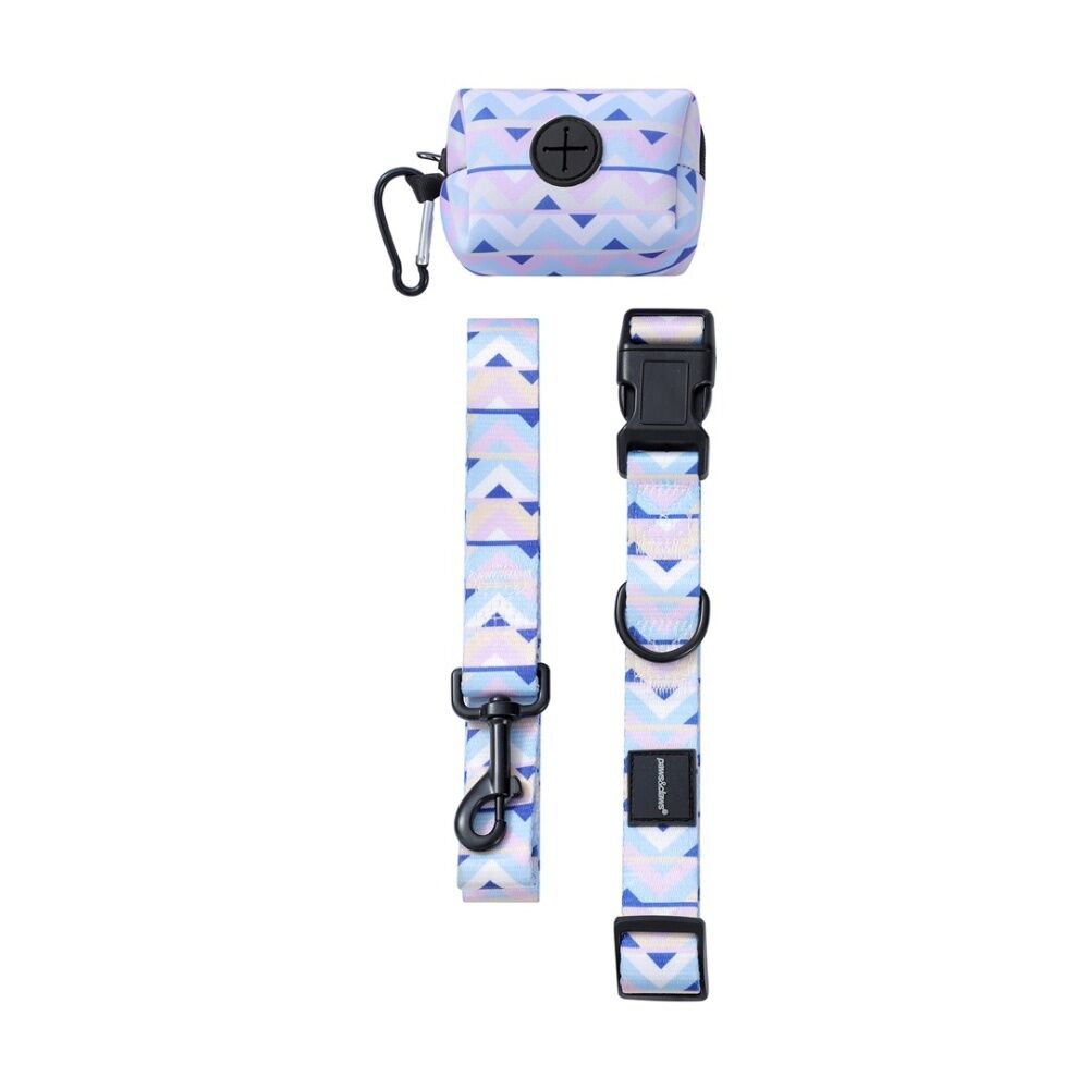 3x 3pc Paws And Claws Pet Dog Cat Park Life Lead Collar Waste Bag Holder