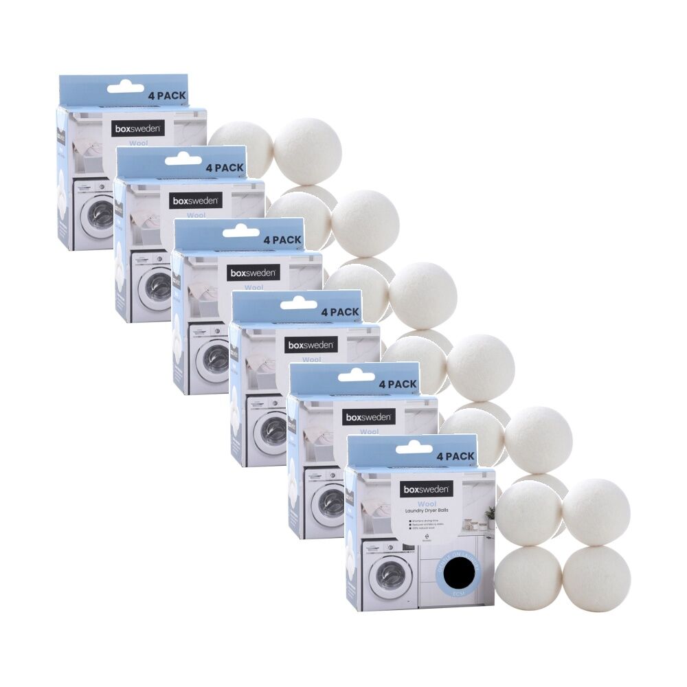 6x 4PK Boxsweden Reusable Wool Laundry Dryer Balls 6cm Reduces Drying Time