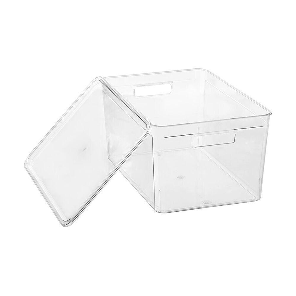 3x Boxsweden Crystal Stackable Lidded Organisation Storage Box/Container Clear 20L