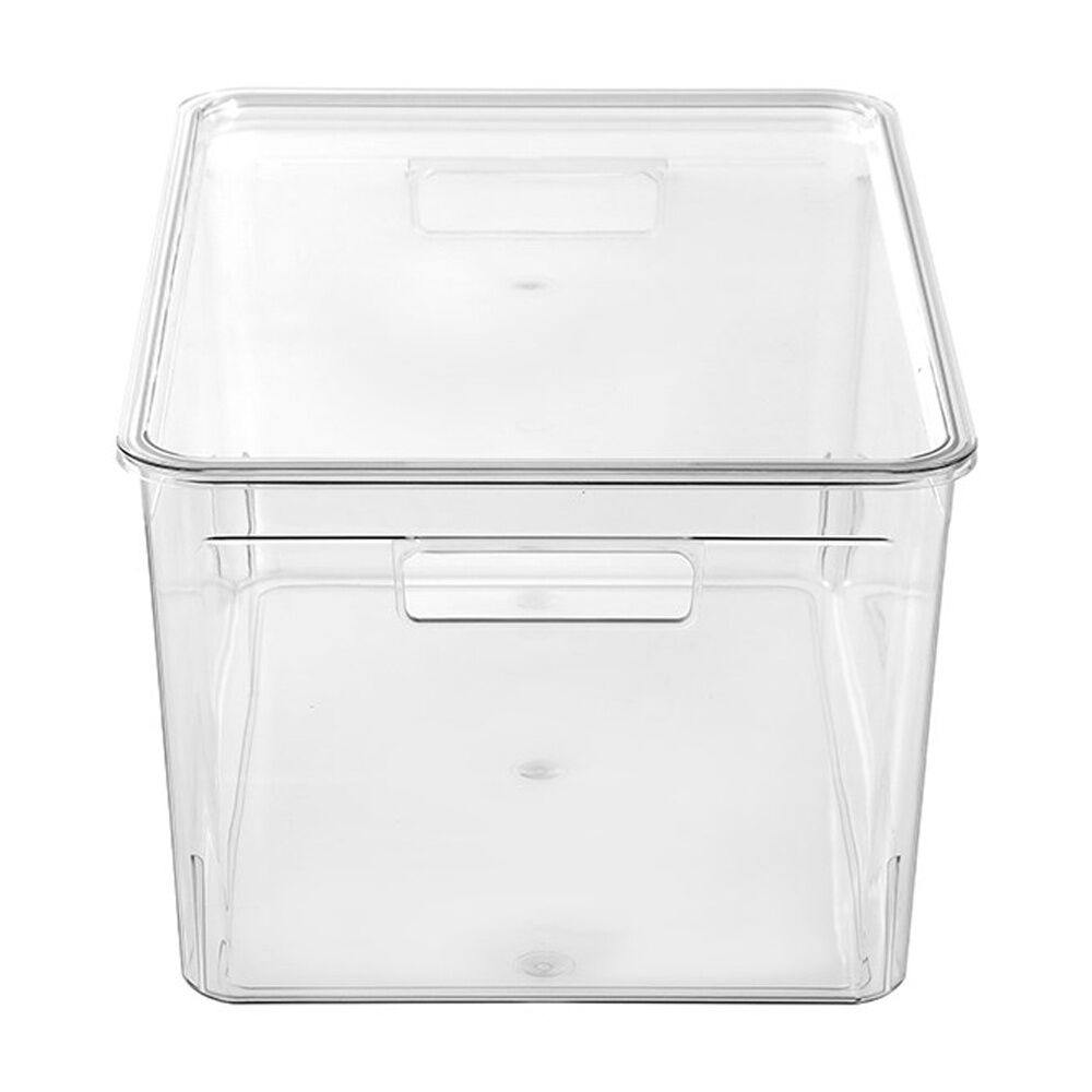 3x Boxsweden Crystal Stackable Lidded Organisation Storage Box/Container Clear 20L