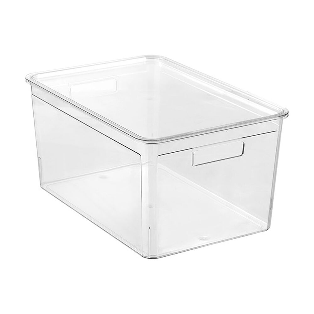 3x Boxsweden Crystal Stackable Lidded Organisation Storage Box/Container Clear 20L