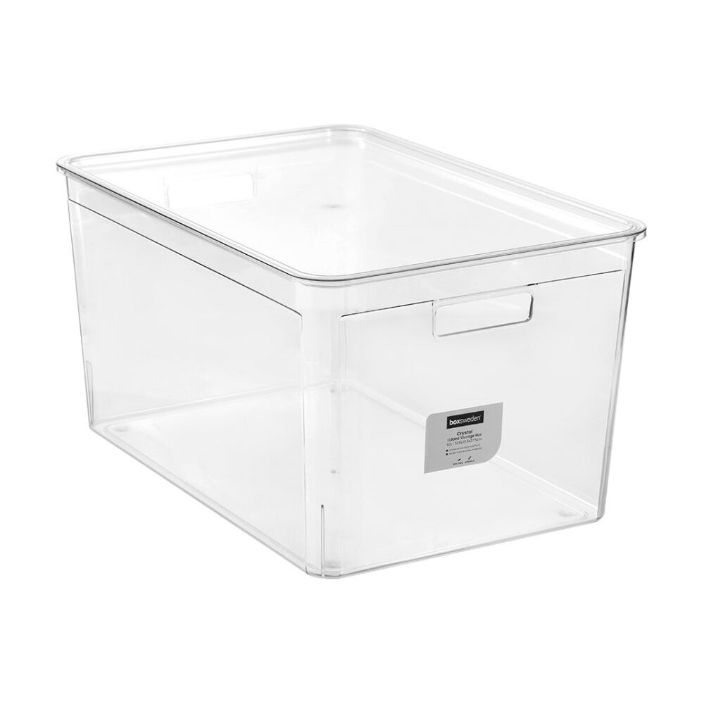 4x Boxsweden Crystal Stackable Lidded Organisation Storage Box/Container Clear 50L