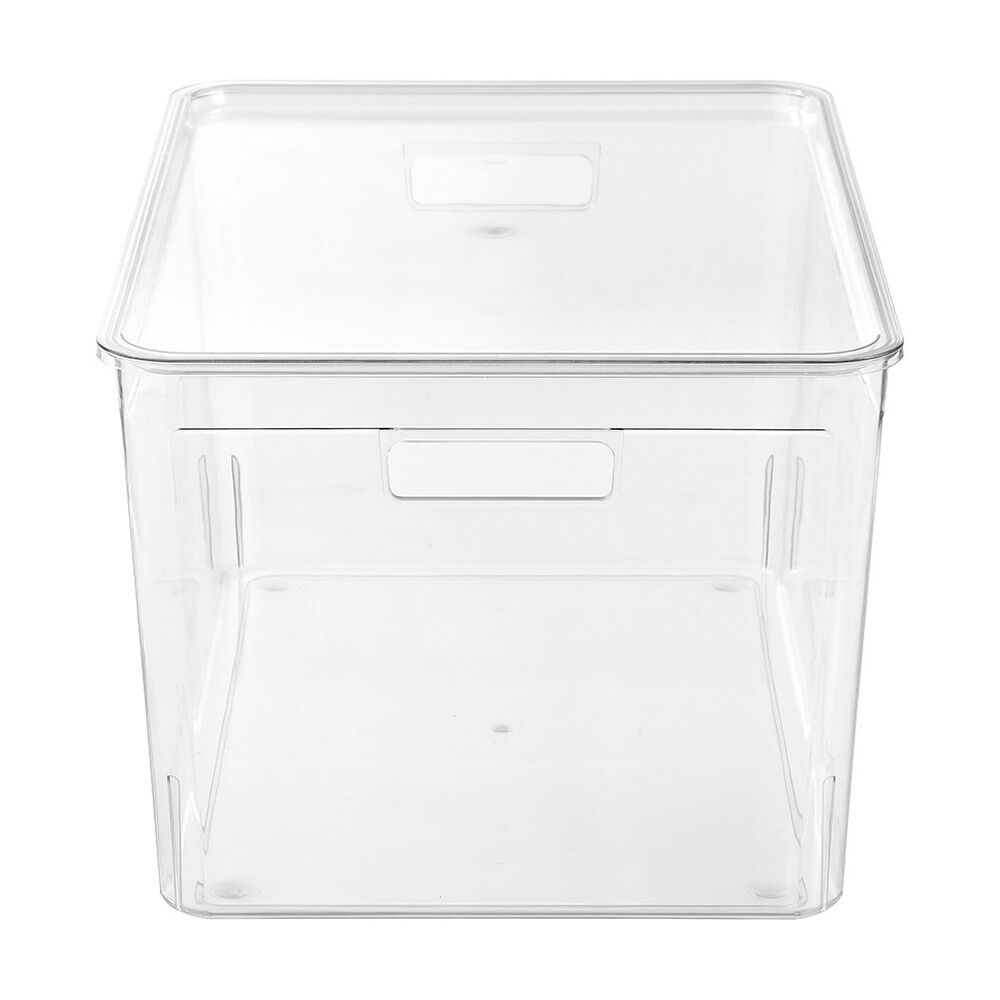 4x Boxsweden Crystal Stackable Lidded Organisation Storage Box/Container Clear 50L