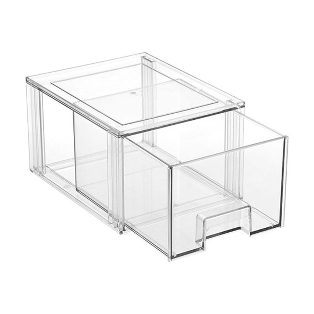 12x Boxsweden Crystal Stackable Drawer Organisation Storage Container Clear 2.5L