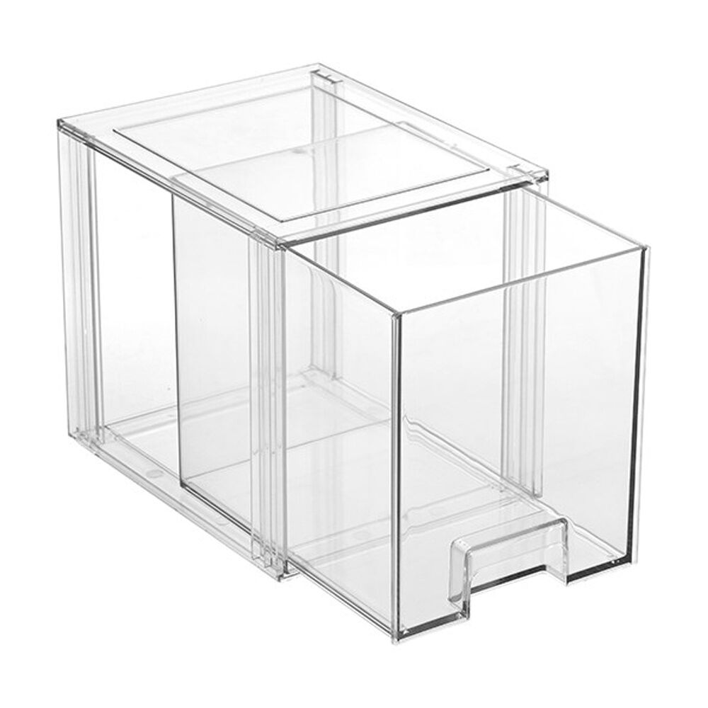 3x Boxsweden Crystal Stackable Drawer Organisation Storage Container Clear 4L