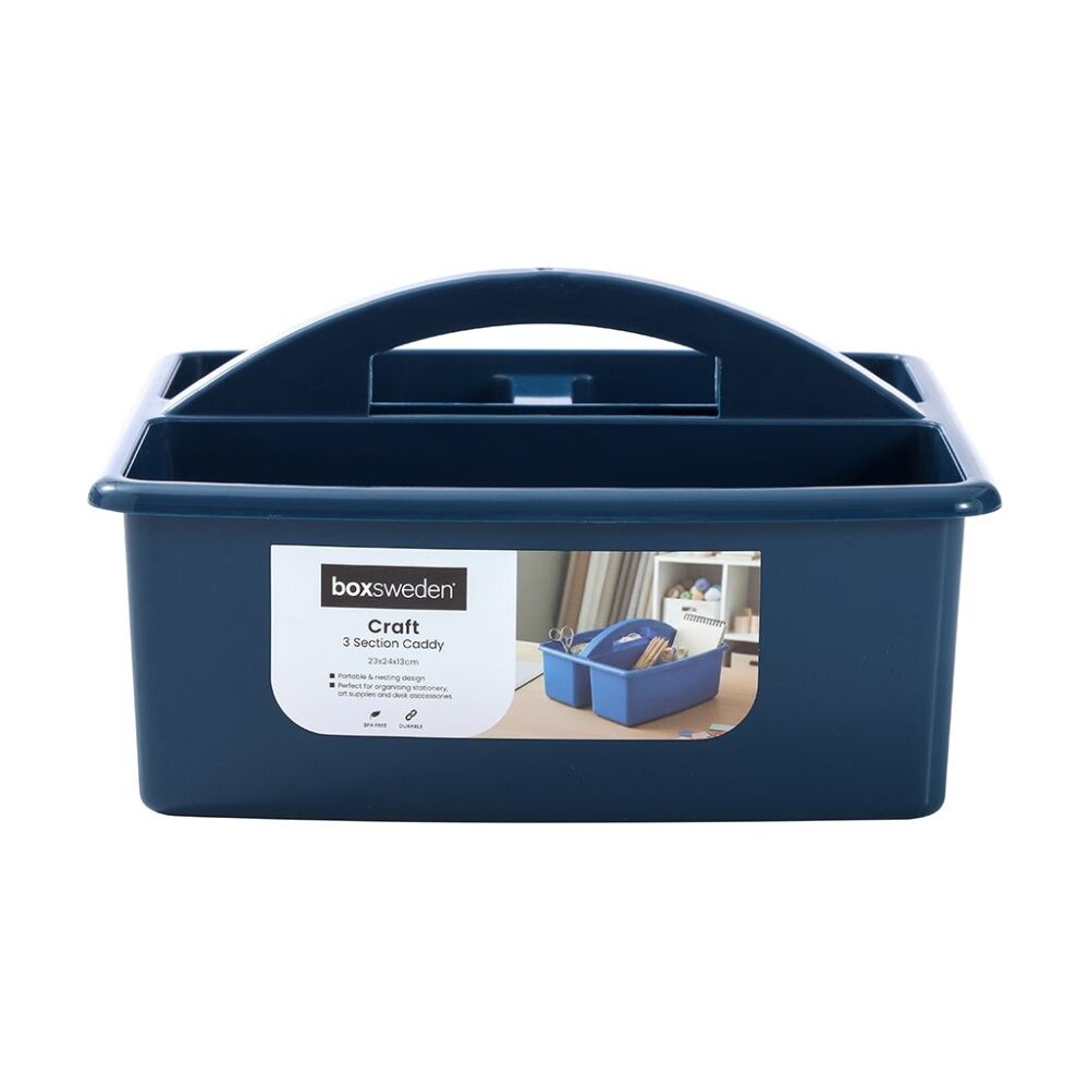 18PK Boxsweden Craft Caddy 3 Section Home Organiser Storage Container 23x24x13cm
