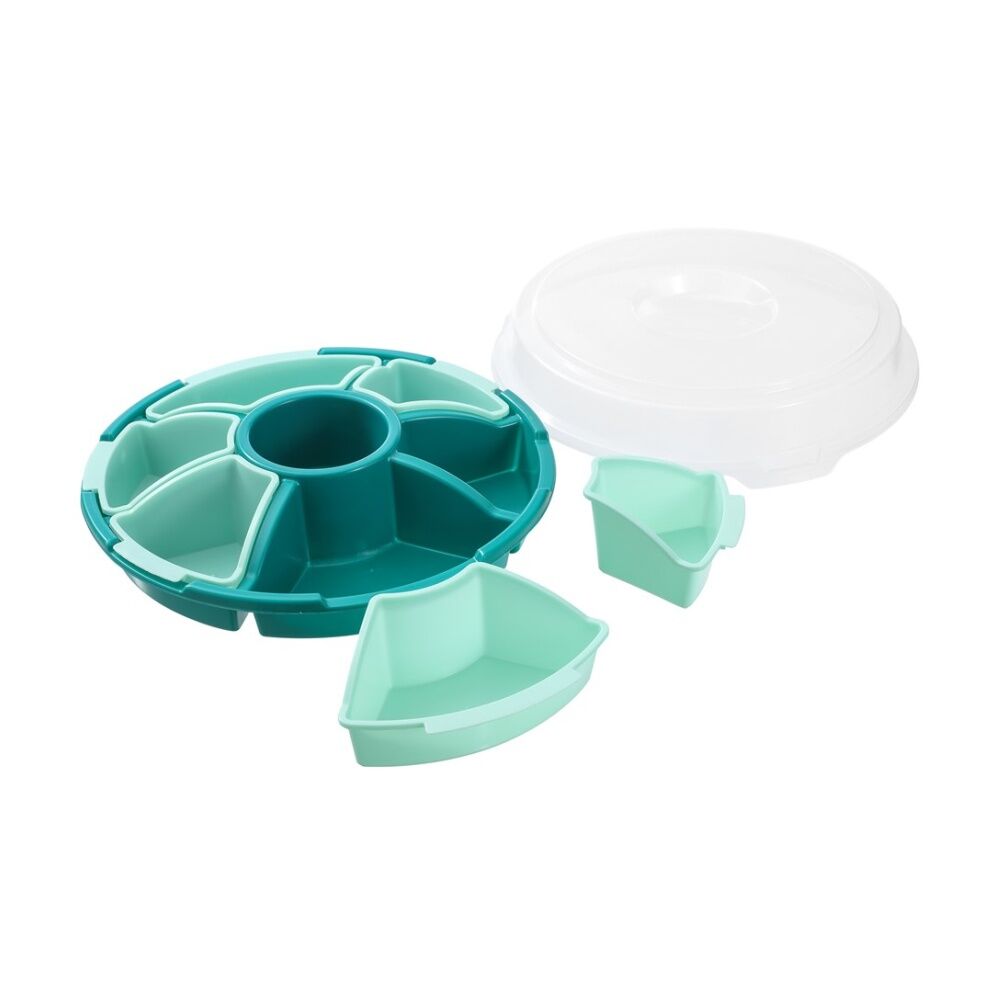 6PK Lemon And Lime Reusable Food Container Serving Set 7 Section Assorted 33cm