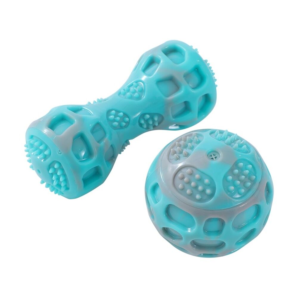 12PK Paws And Claws Pet Dog Toy Dental Duo TPR Ball Baton Asst 13x5x5cm 7x7cm