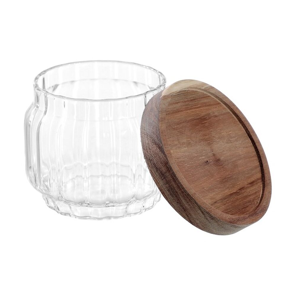 12PK Lemon And Lime Woodend Acacia Glass Jar Reusable Food Container 350ml