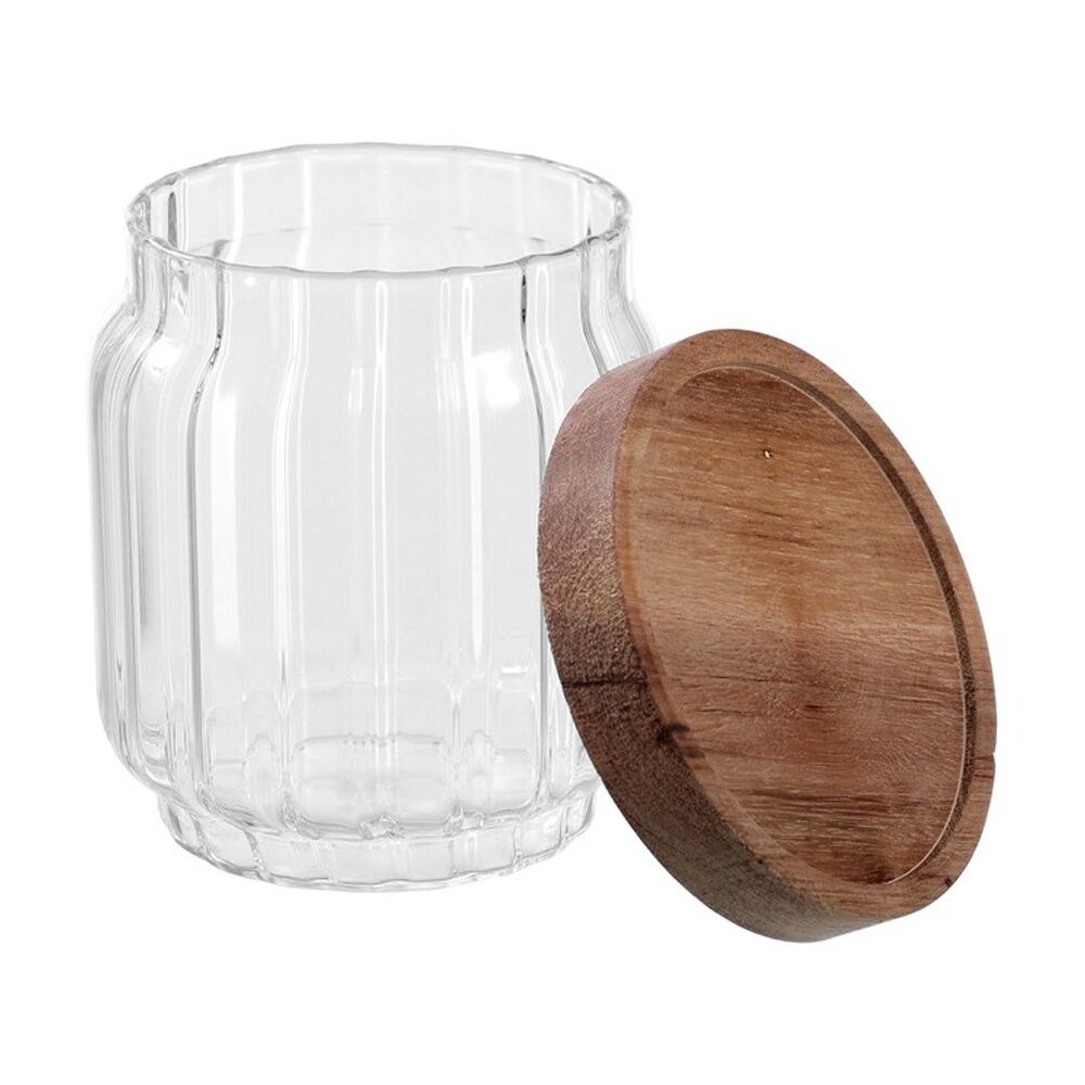 6PK Lemon And Lime Woodend Acacia Glass Jar Reusable Food Container 500ml