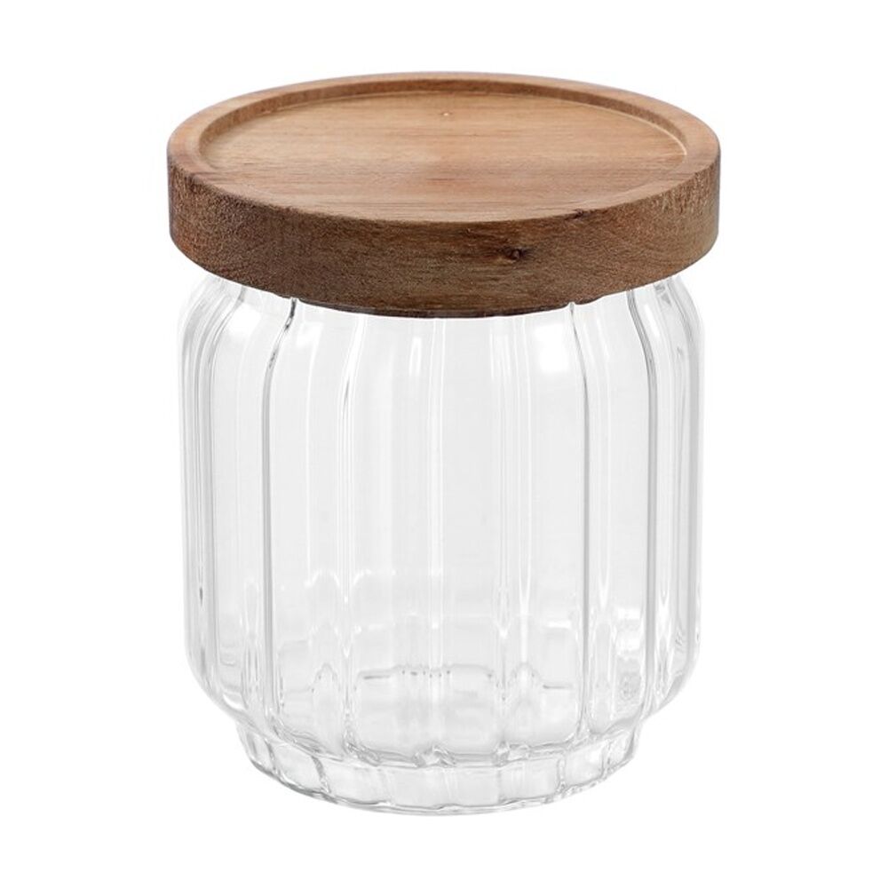 6PK Lemon And Lime Woodend Acacia Glass Jar Reusable Food Container 500ml