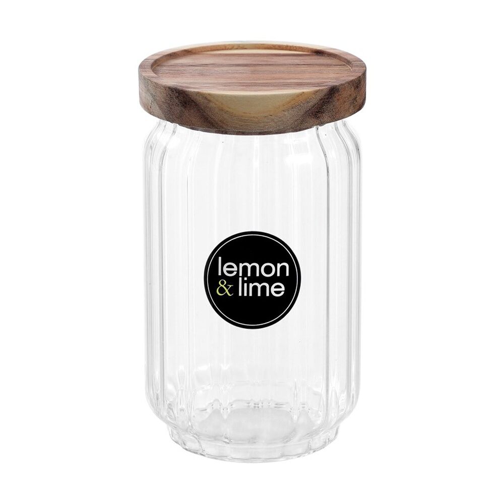 12PK Lemon And Lime Woodend Acacia Glass Jar Reusable Food Container 750ml