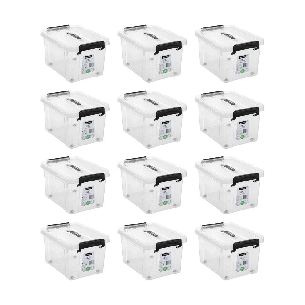 12PK Boxsweden Dura Carry Box Home Organiser Storage Container 16L 38x28x23cm