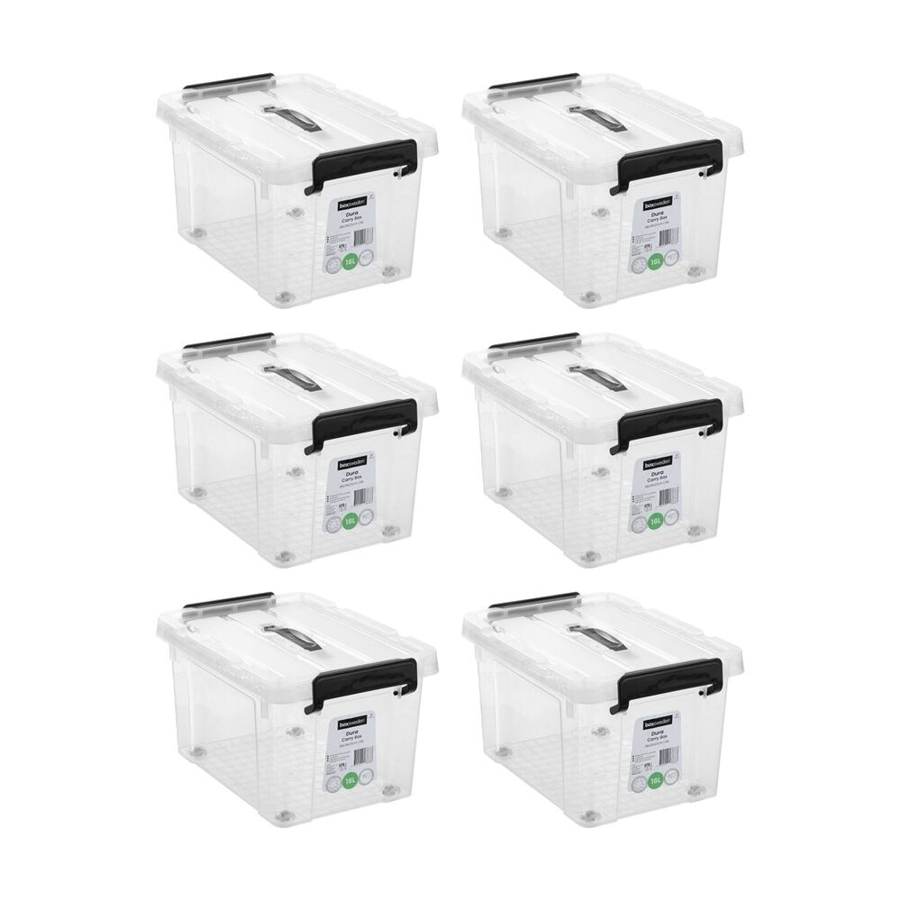6PK Boxsweden Dura Carry Box Home Organiser Storage Container 16L 38x28x23cm