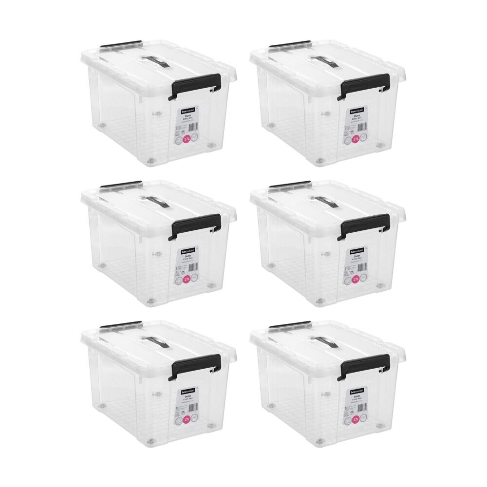 6PK Boxsweden Dura Carry Box Home Organiser Storage Container 27L 44x33x26cm
