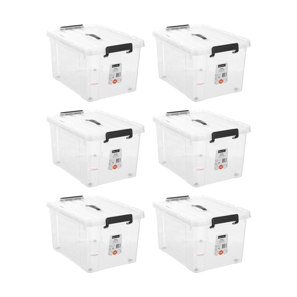 6PK Boxsweden Durable Carry Box With Handles & Wheels 43L 51x38x30cm