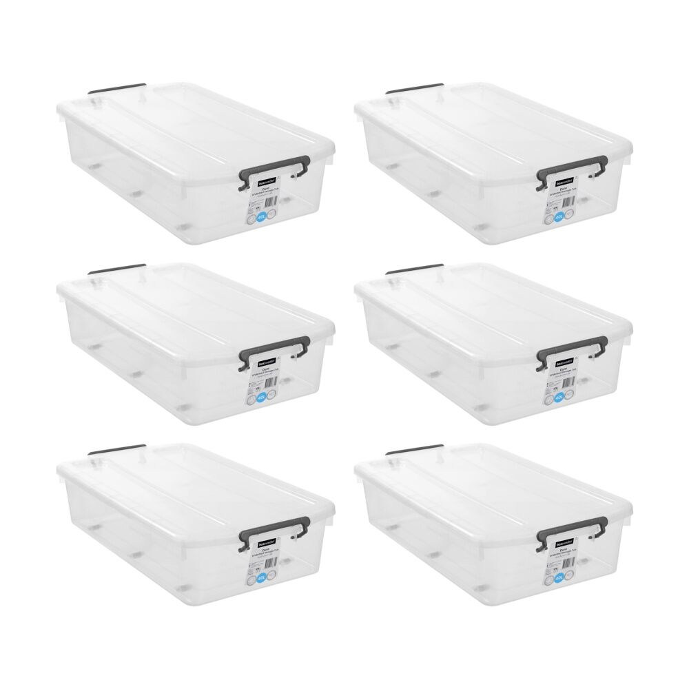 6PK Boxsweden Dura Underbed Home Organiser Storage Container 40L 73x42x17cm