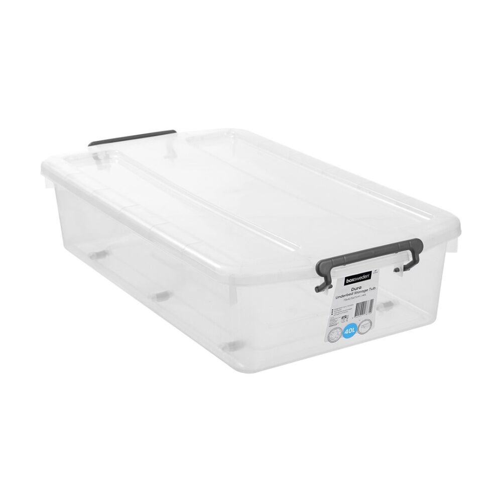 6PK Boxsweden Dura Underbed Home Organiser Storage Container 40L 73x42x17cm